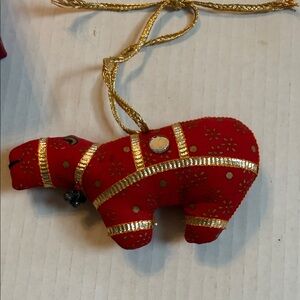Red and Gold Hippopotamus Animal Ornament